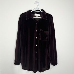 Jones New York Men’s Brown Corduroy Long Sleeve Oversized Button Up Shirt